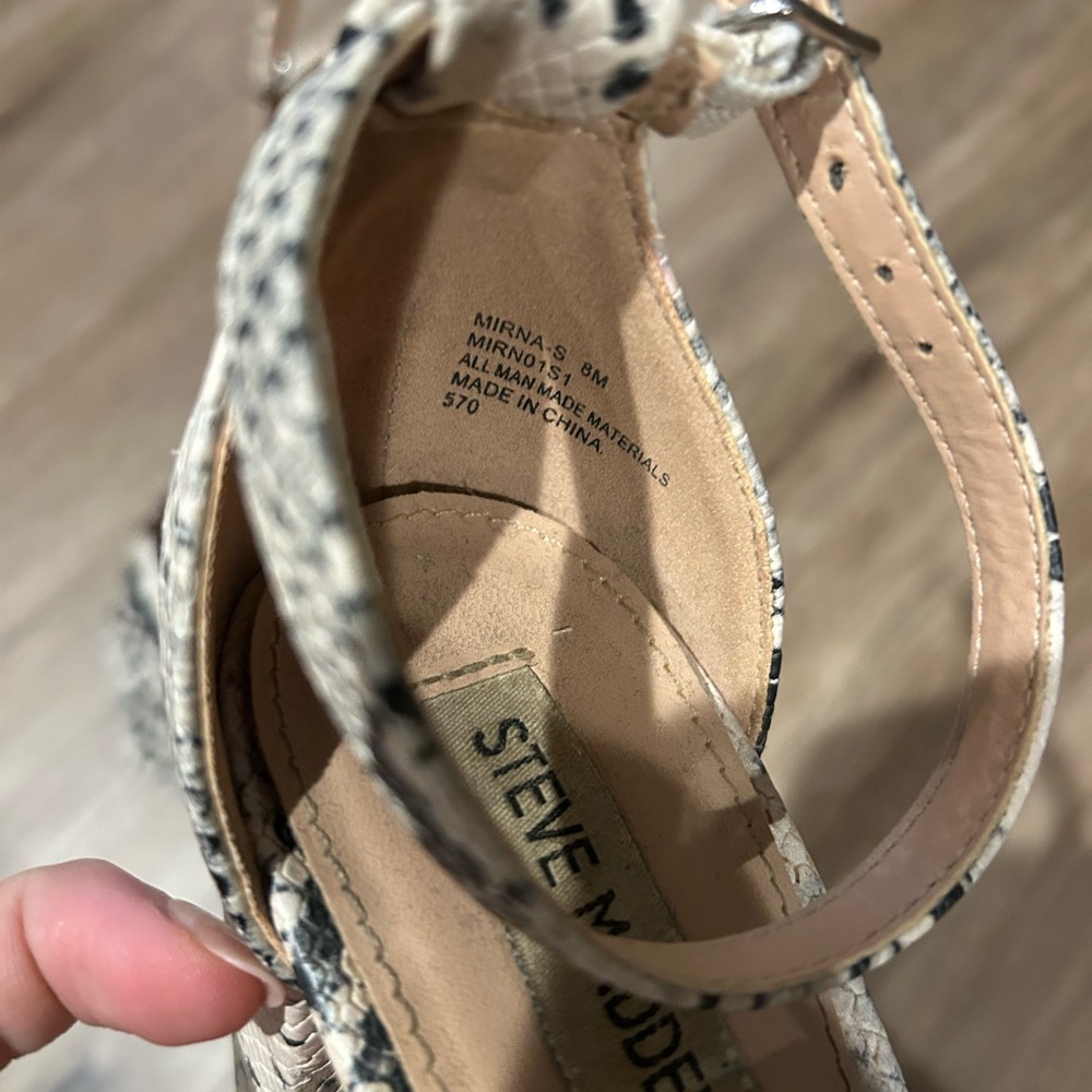 Steve Madden Snake Print Open Toe Heels - image 5